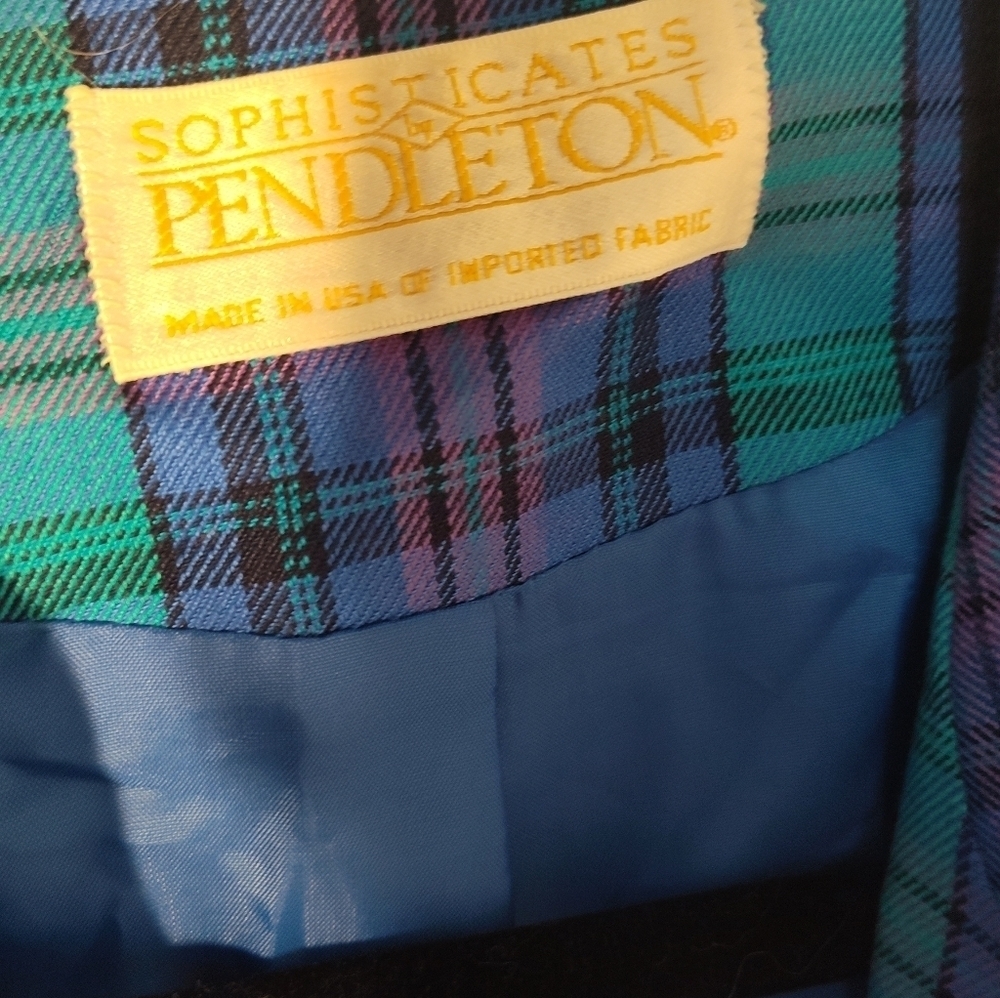 Vintage Pendleton Blazer Navy & Green Size 10 #728 - Picture 3 of 5